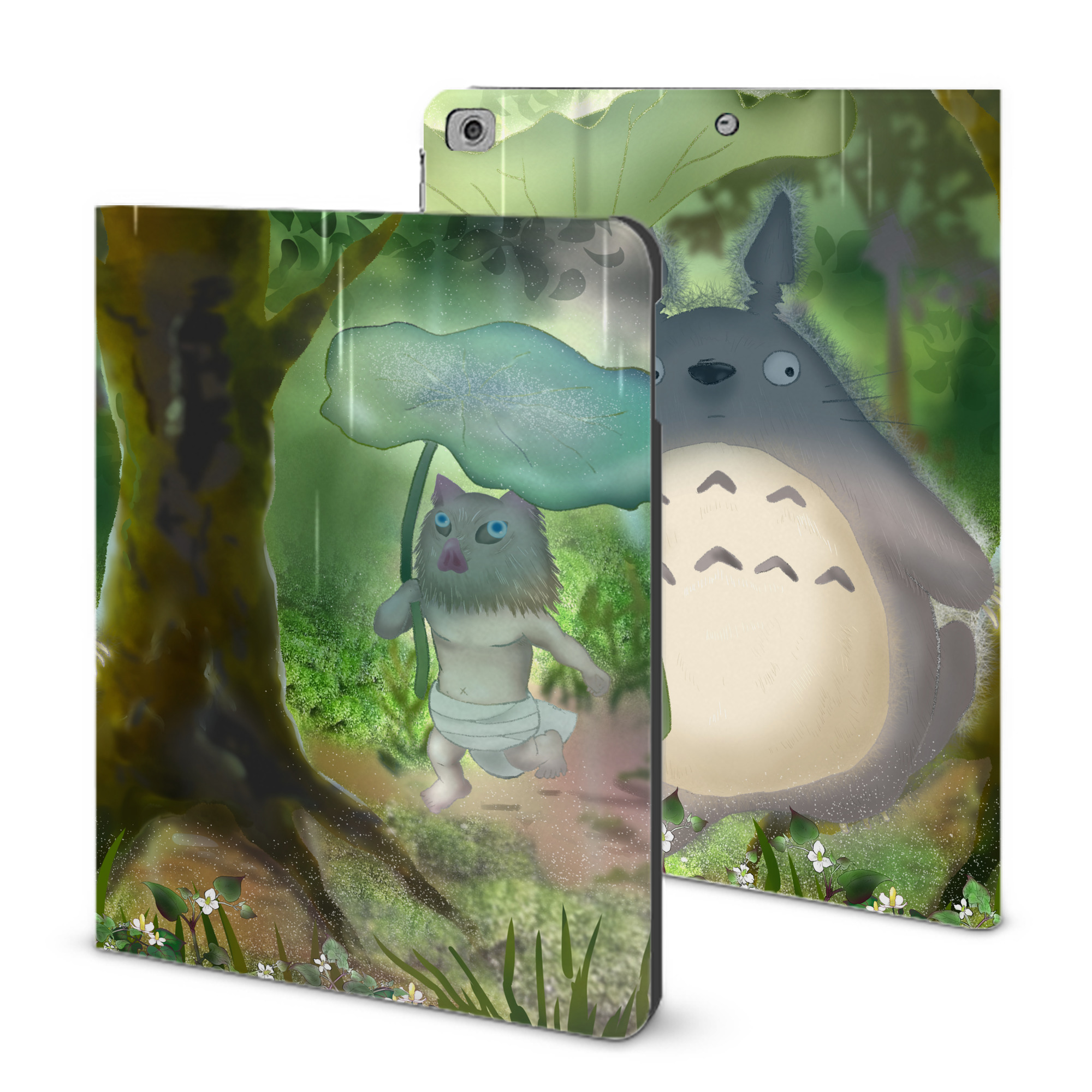 （画像用） となりのトトロ 草壁メイ 草壁サツキ My Neighbor Totoro Satsuki Kusakabe Mei Kusakabe IPad ケース ブック型 PUレザー TPU 耐衝撃 軽量 薄型 ペン収納なし 全面保護 IPad 各モデル対応